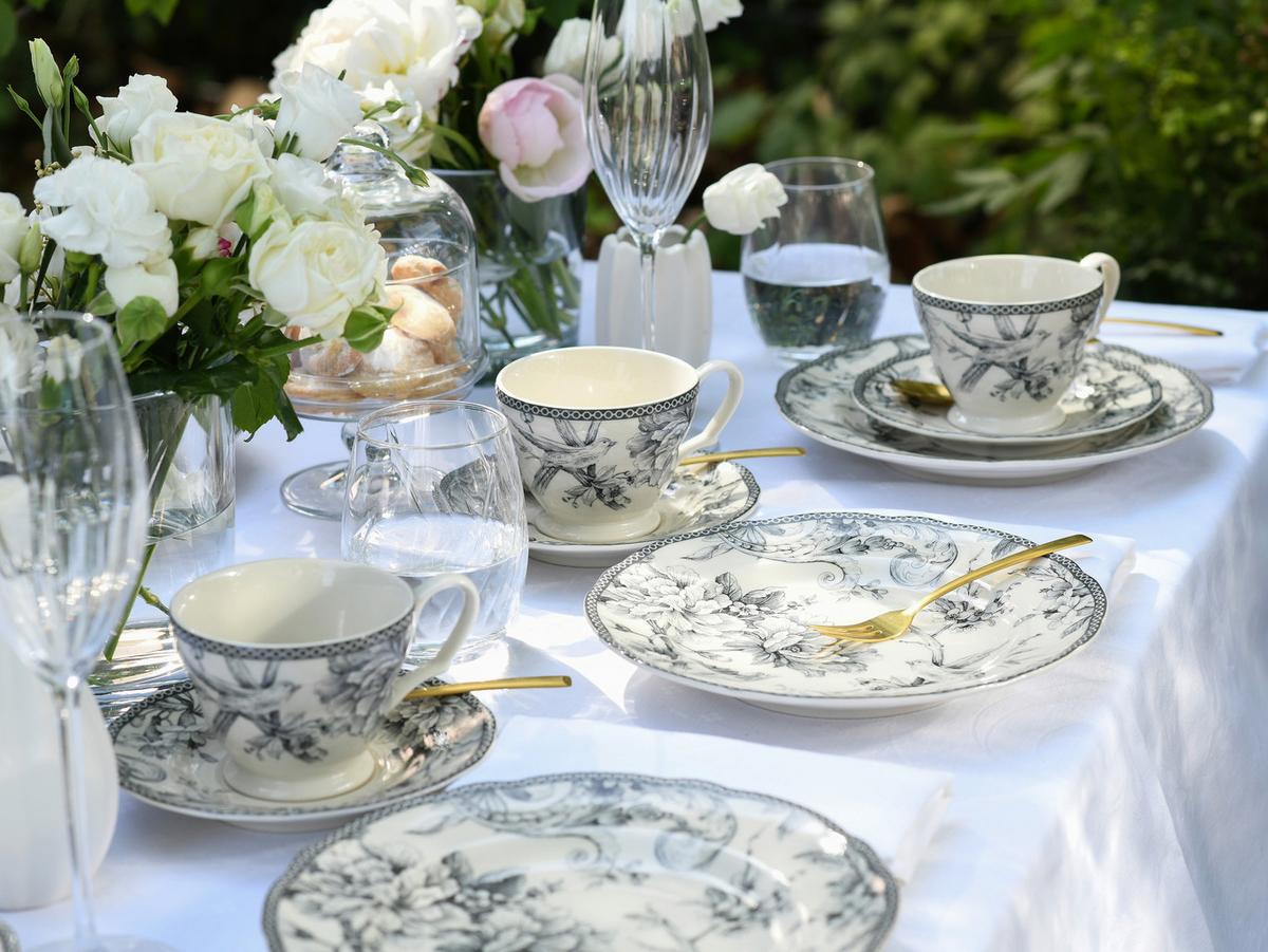 KOMBISERVICE Grau, Weiß, 20--Teilig. - Weiß/Grau, Basics, Keramik - Creatable