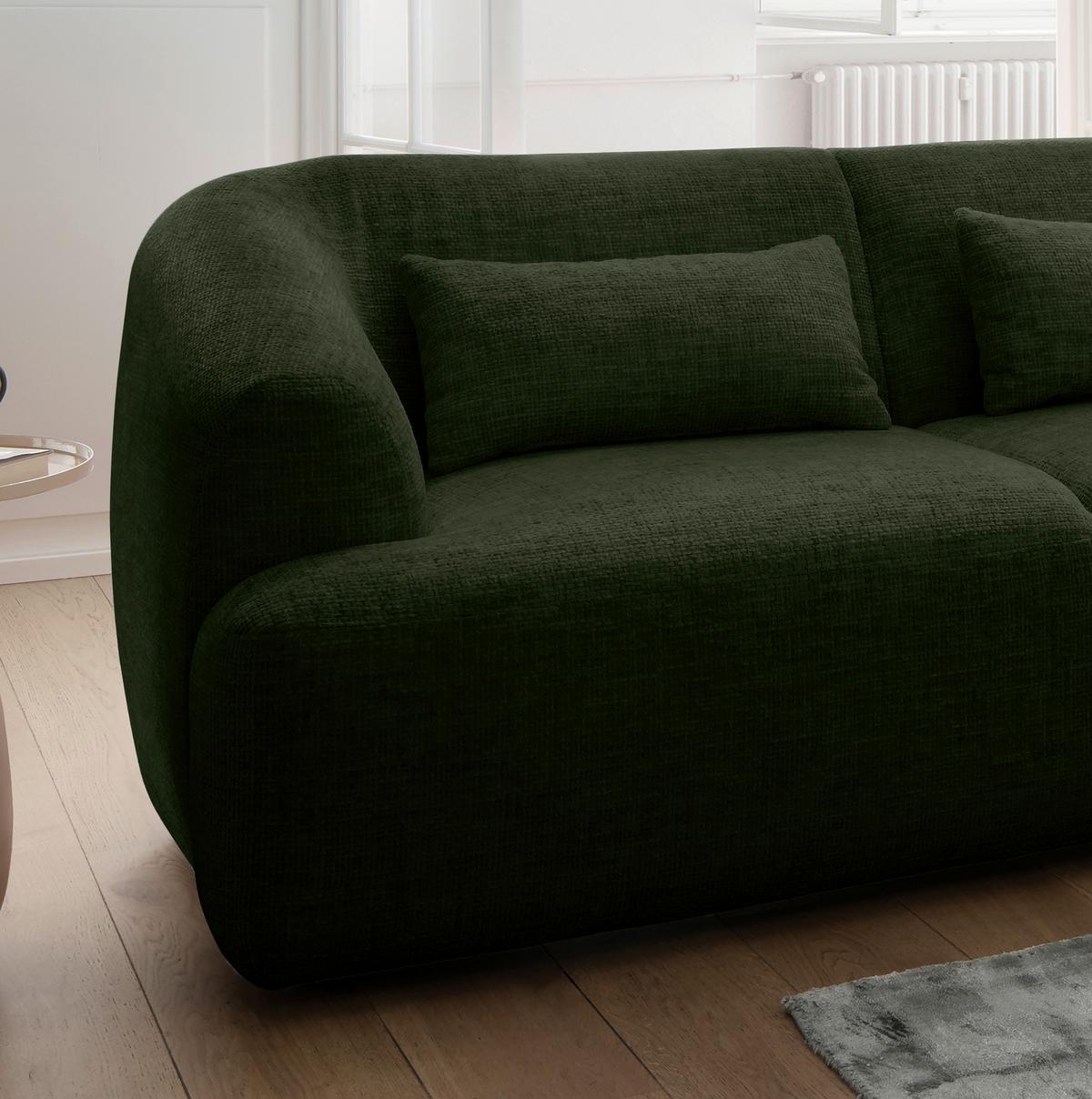 Ecksofa Caponi Dunkelgrün S: 256x160 Cm - Dunkelgrün/Schwarz, MODERN, Textil (256/160cm) - Livetastic