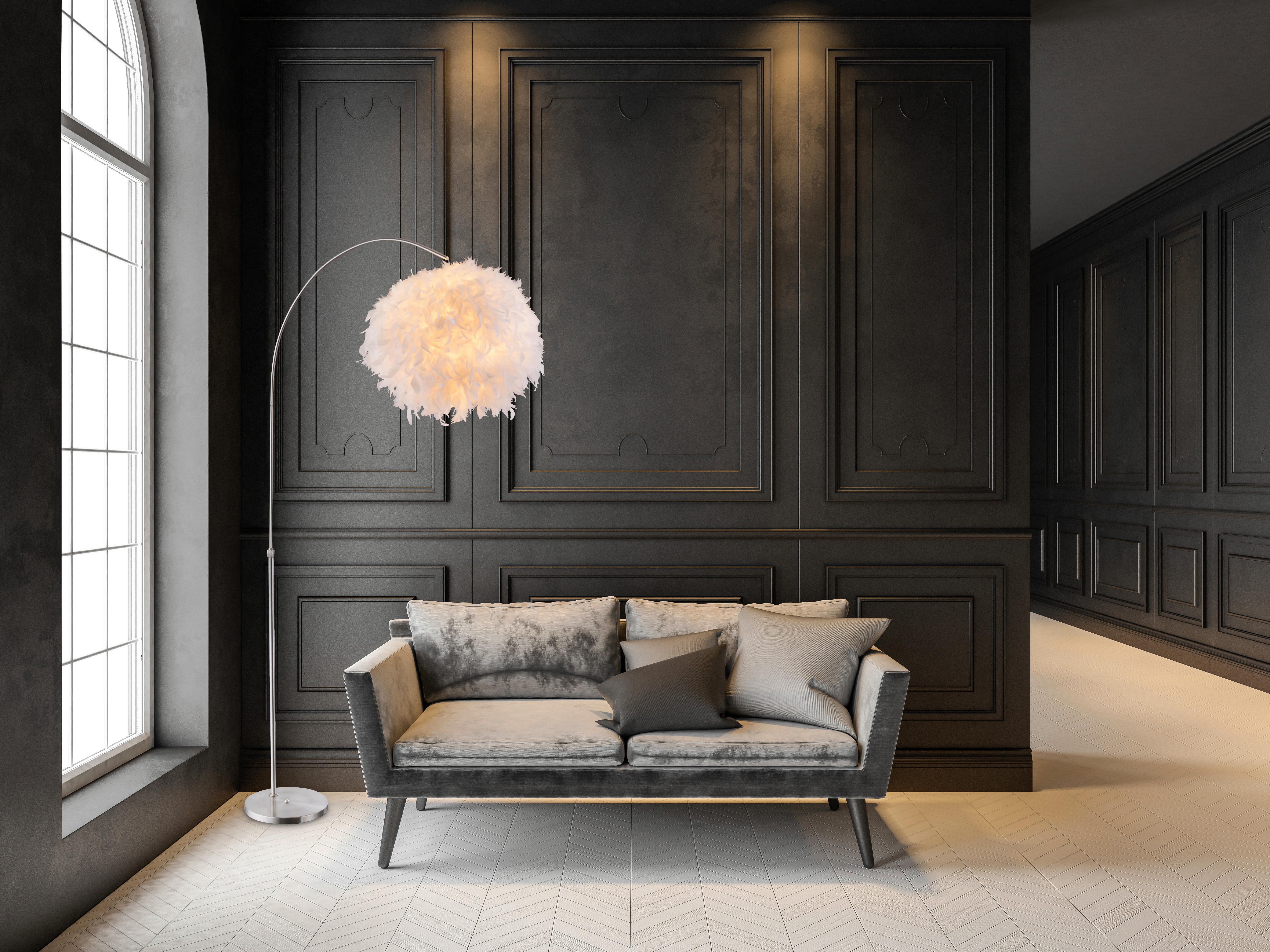Stehlampe Katunga Weiß Höhenverstellbar - Weiß/Nickelfarben, Basics, Textil/Metall (96/45/196cm) - Globo