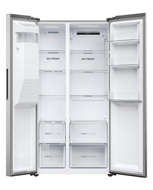 Szabadonálló Side-by-side Hűtő Haier 6901018080807 - Basics, műanyag/Üveg (90,8/65,9/177,5cm)