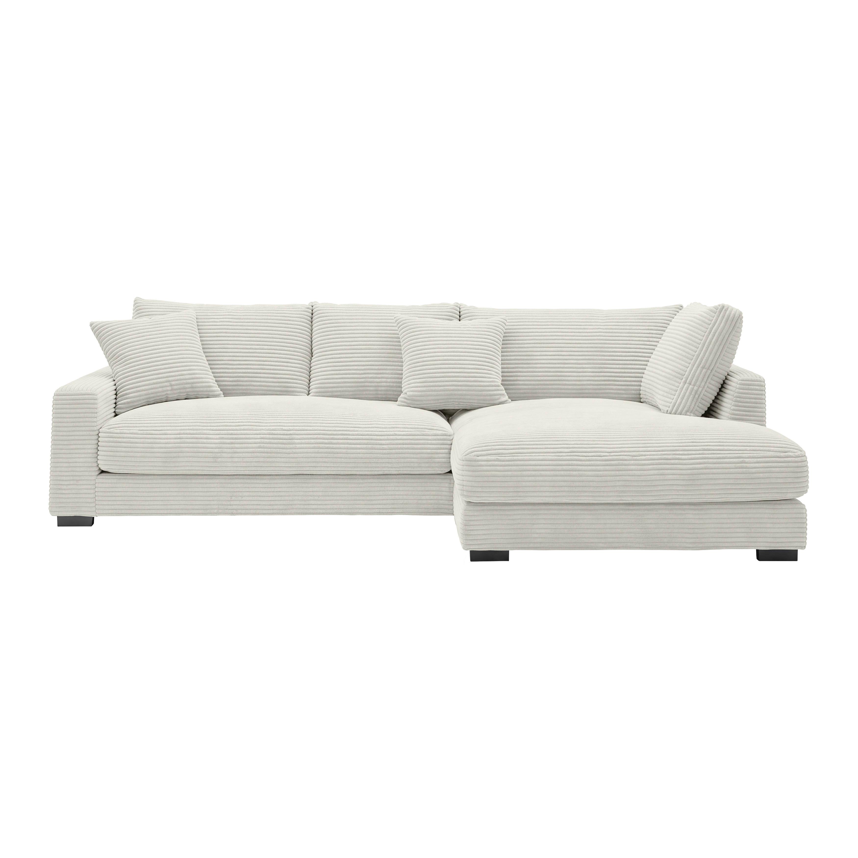 Rohová sedačka PEDRO, pravá, béžový manšestr - černá/béžová, Moderní, textil/plast (300/190cm) - Mömax