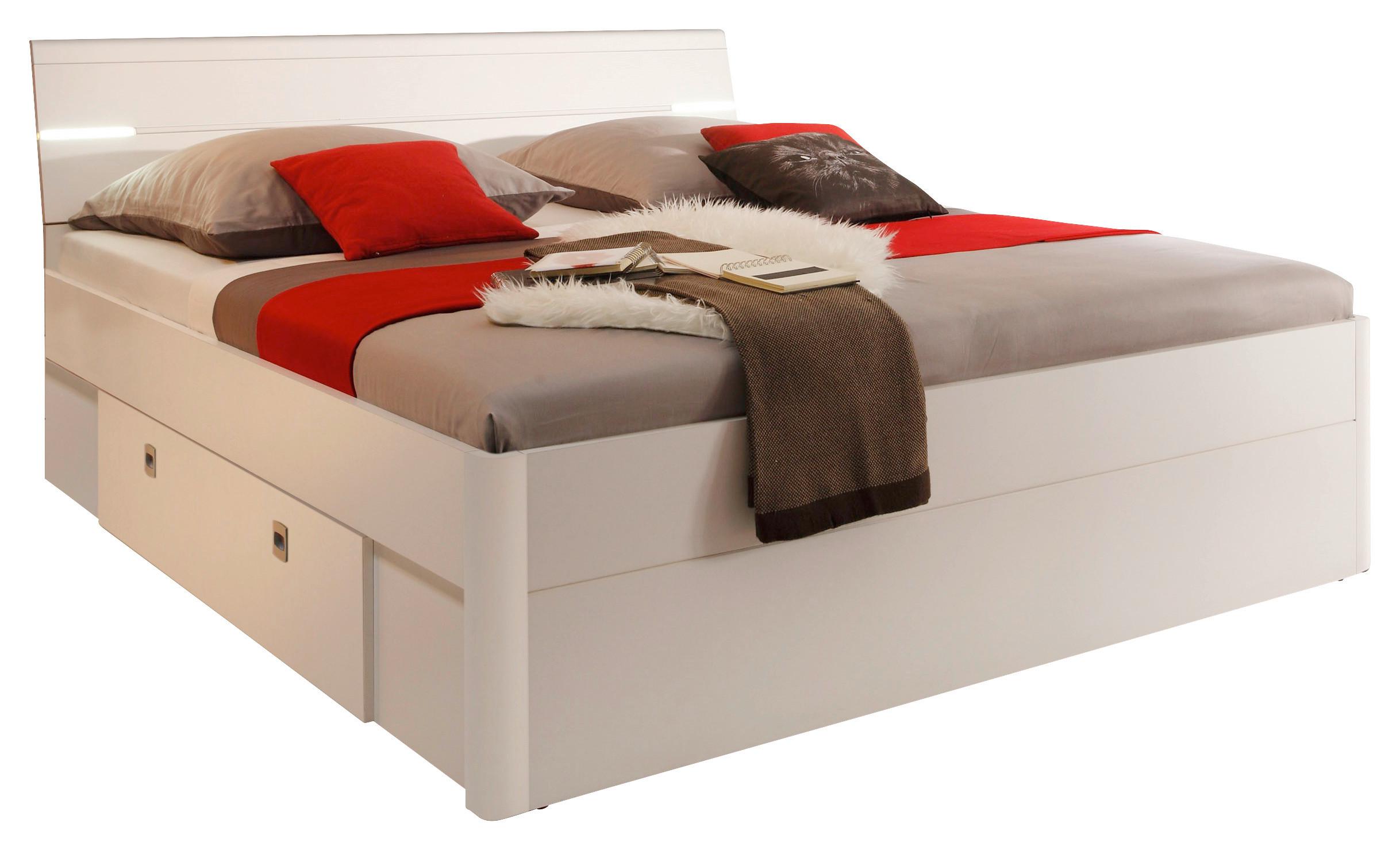 Postel s LED osvětlením Mars, 140x200 cm, bílá - bílá, Moderní, kompozitní dřevo (140/200cm) - MID.YOU