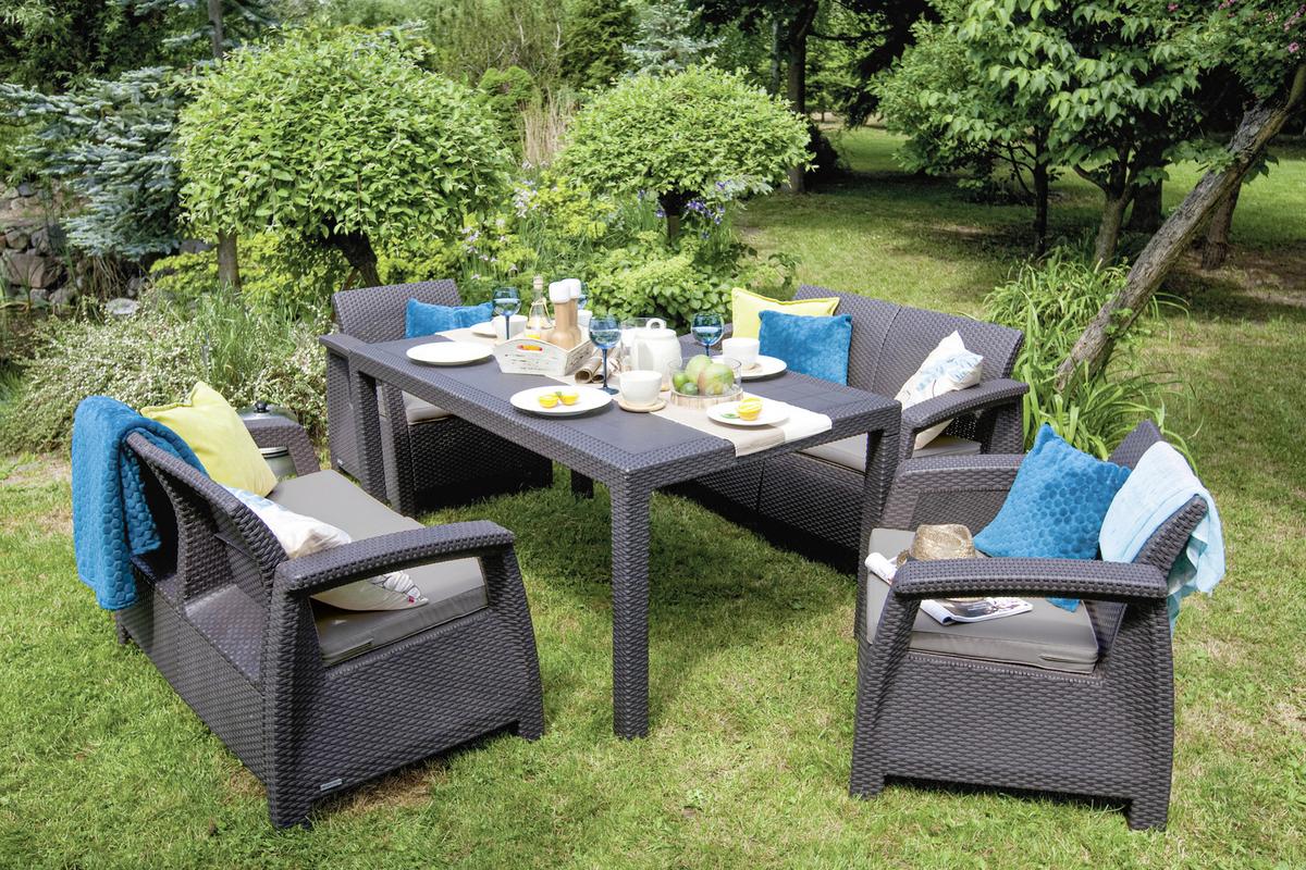 Kerti Garnitúra Corfu Fiesta - grafitszürke, műanyag (128/79/70cm) - Best Price