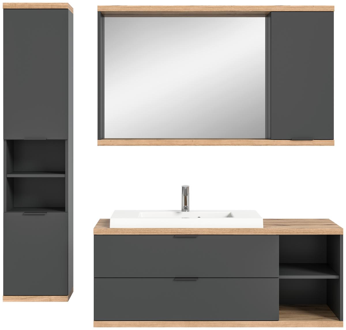 Badezimmer Nuaro Anthrazit B: 186cm - Anthrazit/Weiß, Basics, Glas/Holzwerkstoff (186cm) - MID.YOU