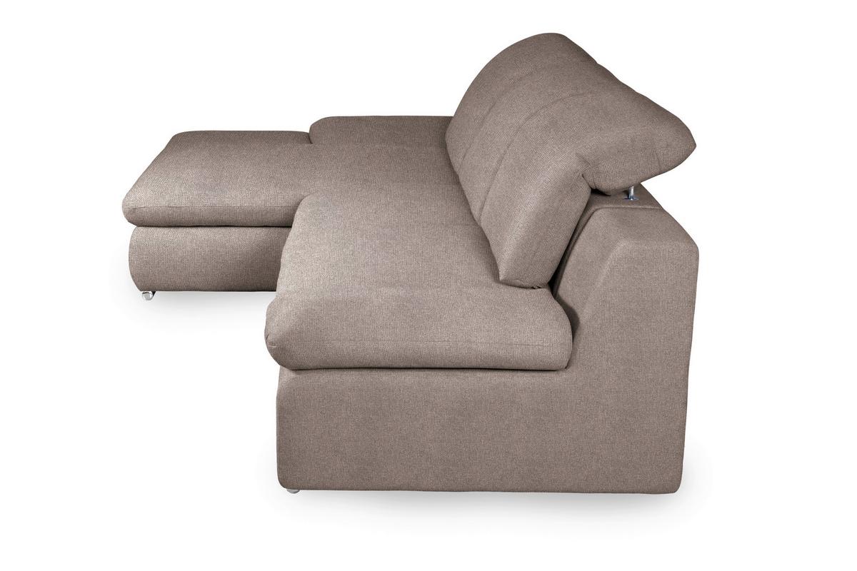 Ecksofa Isona Taupe Chenille - Taupe/Chromfarben, Design, Textil (165/286cm) - Livetastic