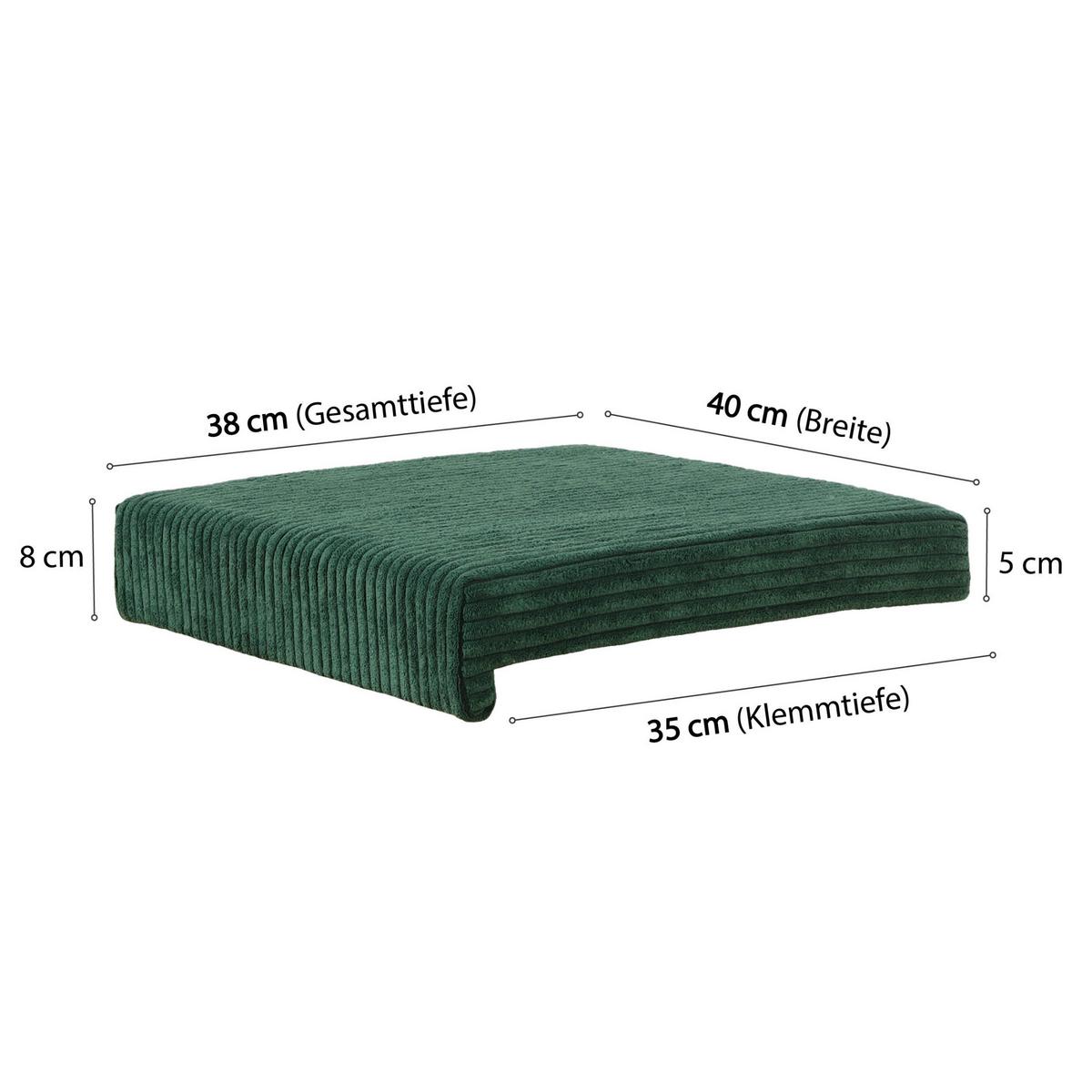Bankkissen 2-tlg. Set Cord, Grün, Lxb: 40x35/38 Cm - Dunkelgrün, Basics, Textil (40/35/38/5/8cm)