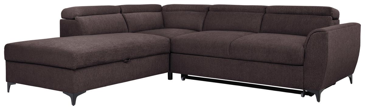 Ecksofa Lapis Dunkelbraun S: 217/255 Cm - Dunkelbraun/Schwarz, KONVENTIONELL, Textil (217/255cm) - MID.YOU