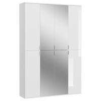 Drehtürenschrank mit Spiegel 121cm Projekt X Weiß - Weiß Hochglanz/Weiß, MODERN, Glas/Holzwerkstoff (121/193/34cm) - MID.YOU