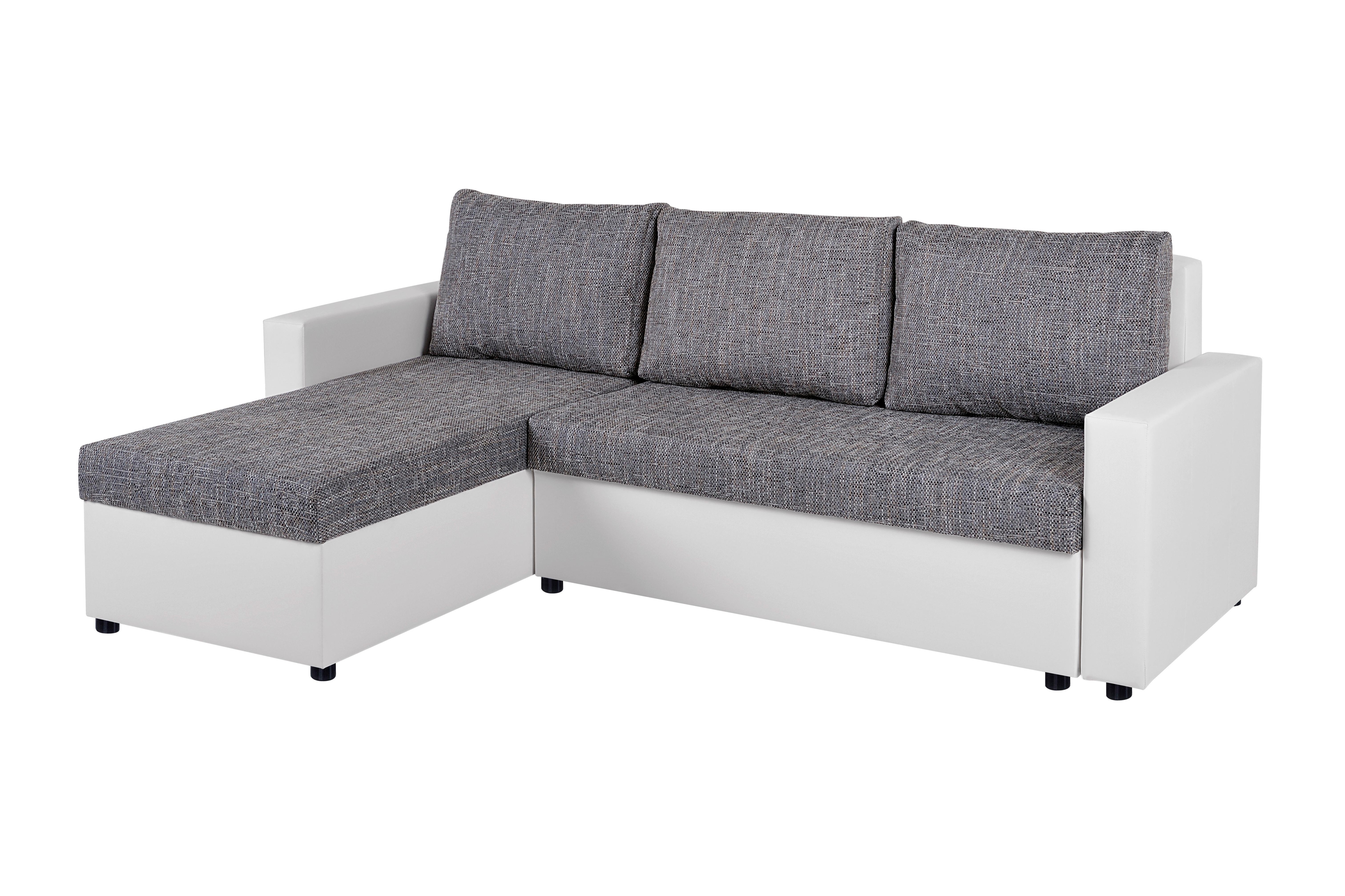 Rohová sedačka HIT, bílá / šedá, oboustranná - bílá/šedá, Design, kompozitní dřevo/textil (147/228cm) - Based