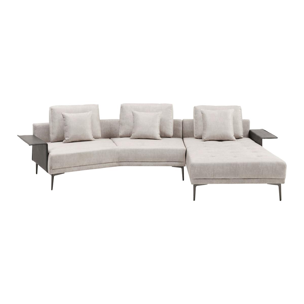 Sedací souprava DONNA béžová/šedá - šedá/barvy stříbra, Moderní, kov/dřevo (345/68/176cm) - Bessagi Home