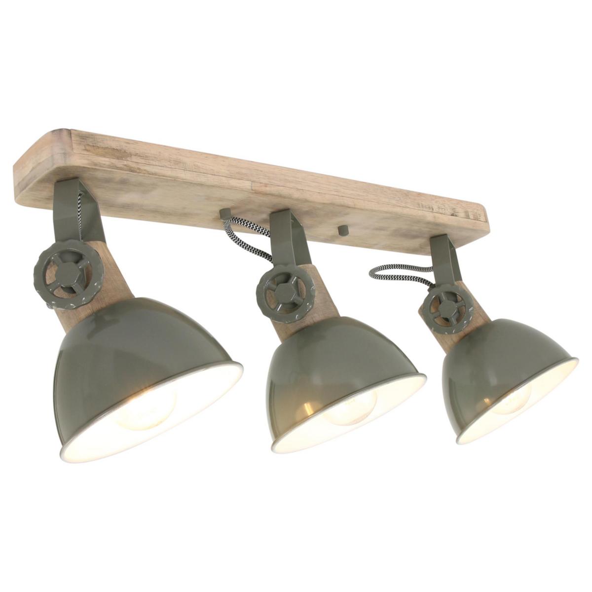 Deckenspots Gearwood - Grün/Kupferfarben, Trend, Holz/Metall (59/19/23cm)