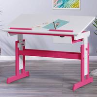 Ifjúsági Íróasztal Pijii - pink/rózsaszín, Basics, faalapú anyag/fa (109/55/62-96cm) - MID.YOU