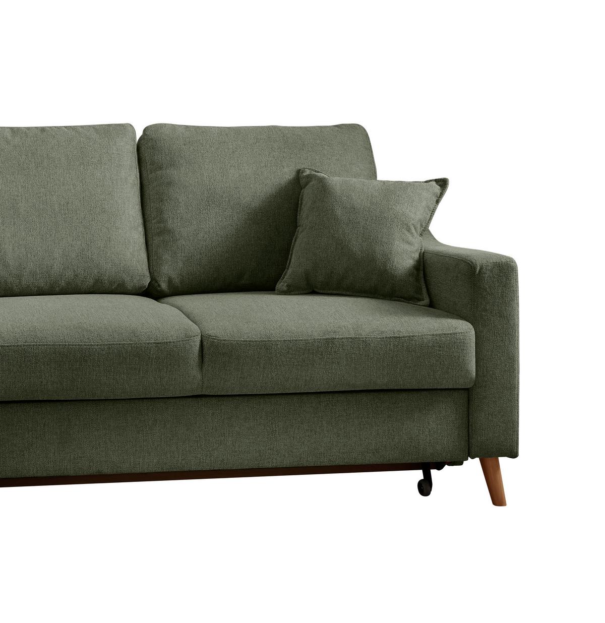 Ecksofa Valentina Dunkelgrün S: 200x230 Cm - Dunkelgrün/Naturfarben, KONVENTIONELL, Textil (200/230cm) - Livetastic