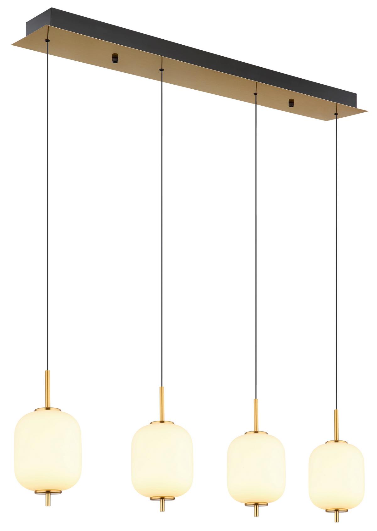 LED-Hängeleuchte 15217-4 - Messingfarben/Opal, KONVENTIONELL, Glas/Kunststoff (94,5/13,5/220cm) - Globo