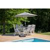 Gartentischgruppe 8-Tlg Brekki aus Aluminium mit Schirm - Weiß, KONVENTIONELL, Glas/Metall - Gardenson