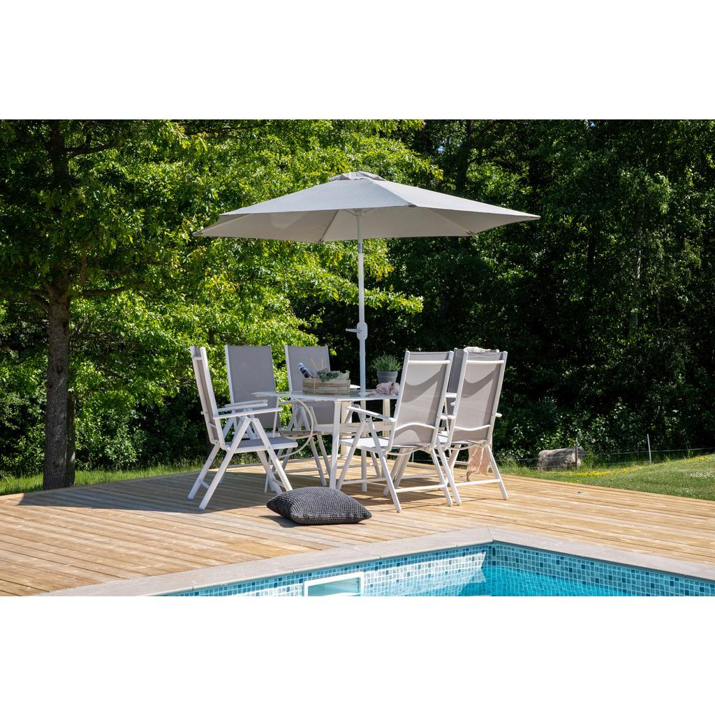 Gartentischgruppe 8-Tlg Brekki aus Aluminium mit Schirm