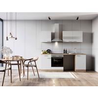 Küchenblock Merle Weiß B: 220 Cm - Eichefarben/Schwarz, Basics, Glas/Holzwerkstoff (220cm) - Respekta