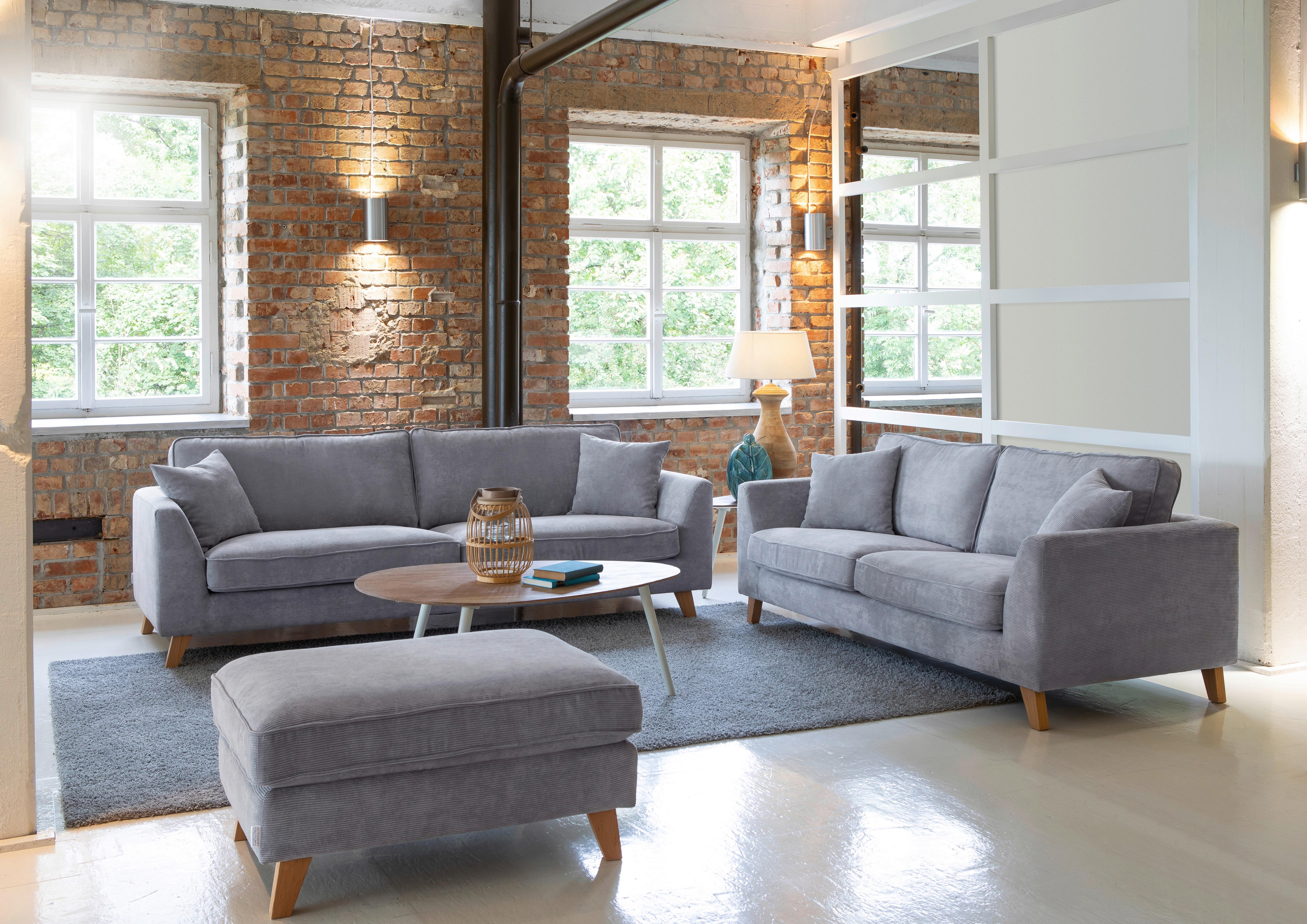 Hocker Rimini - Buchefarben/Grau, Design, Textil (93/47/65cm) - MID.YOU
