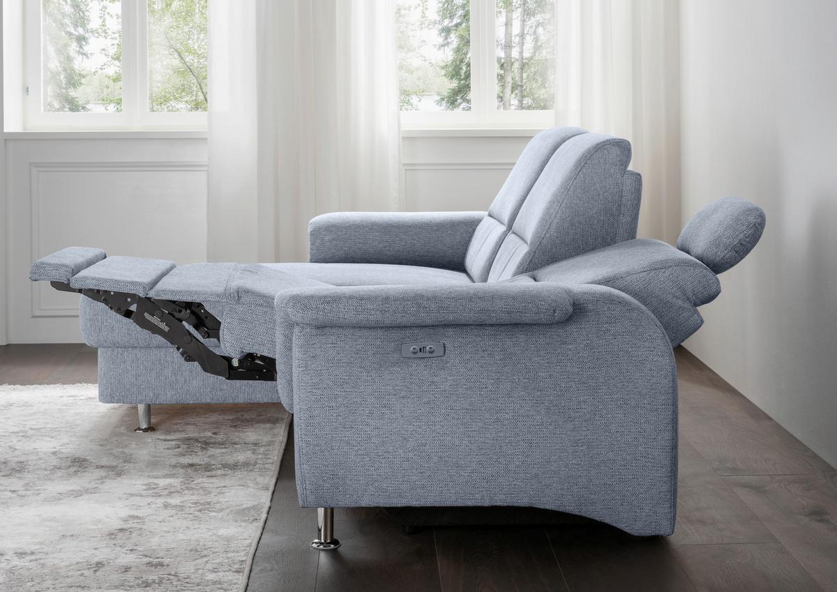 Ecksofa Mit Relaxfunktion Parole Hellblau Chenille - Chromfarben/Hellblau, MODERN, Textil (165/231cm) - Livetastic