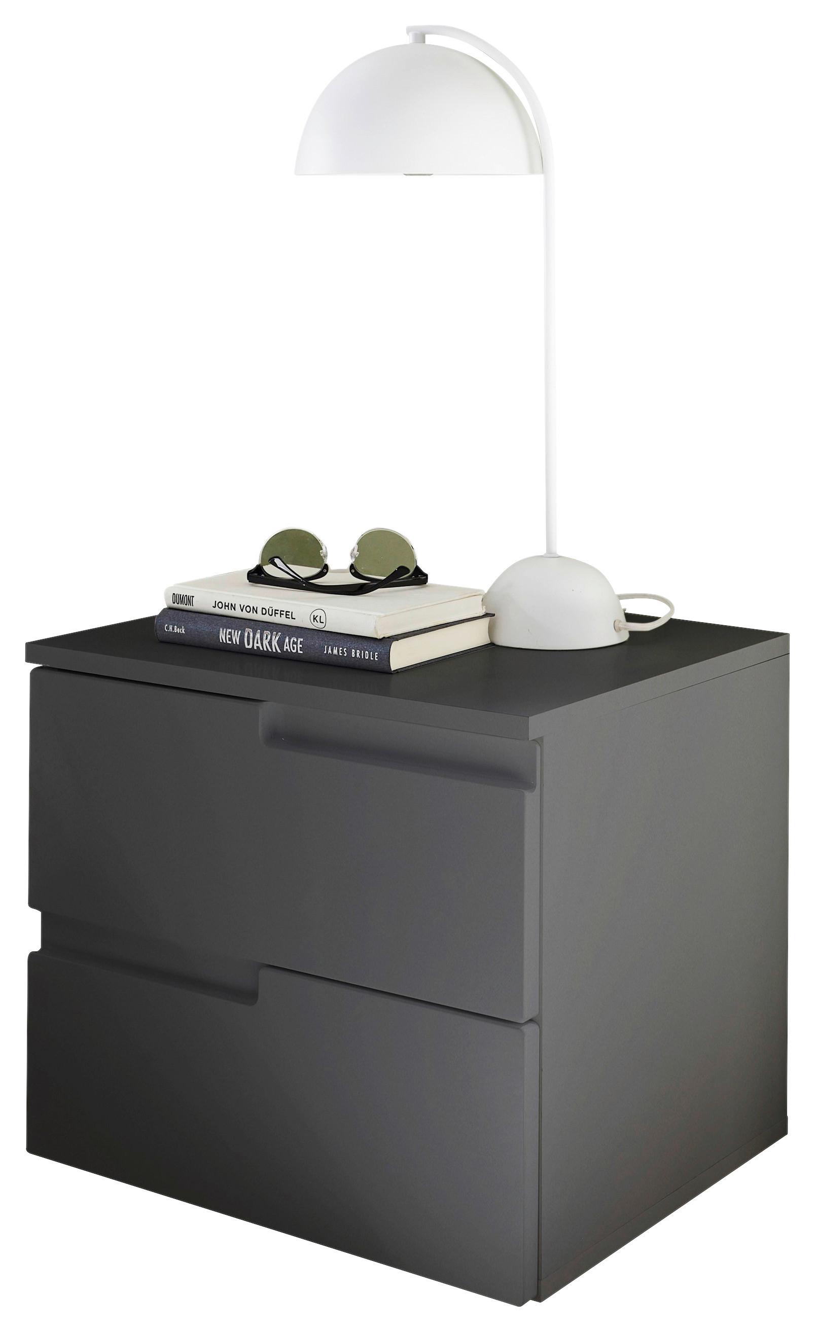 Nachtkästchen Graphitfarben H: 41,7 cm Spice 2 - Schwarz/Graphitfarben, MODERN, Holzwerkstoff (46,2/41,7/40cm)