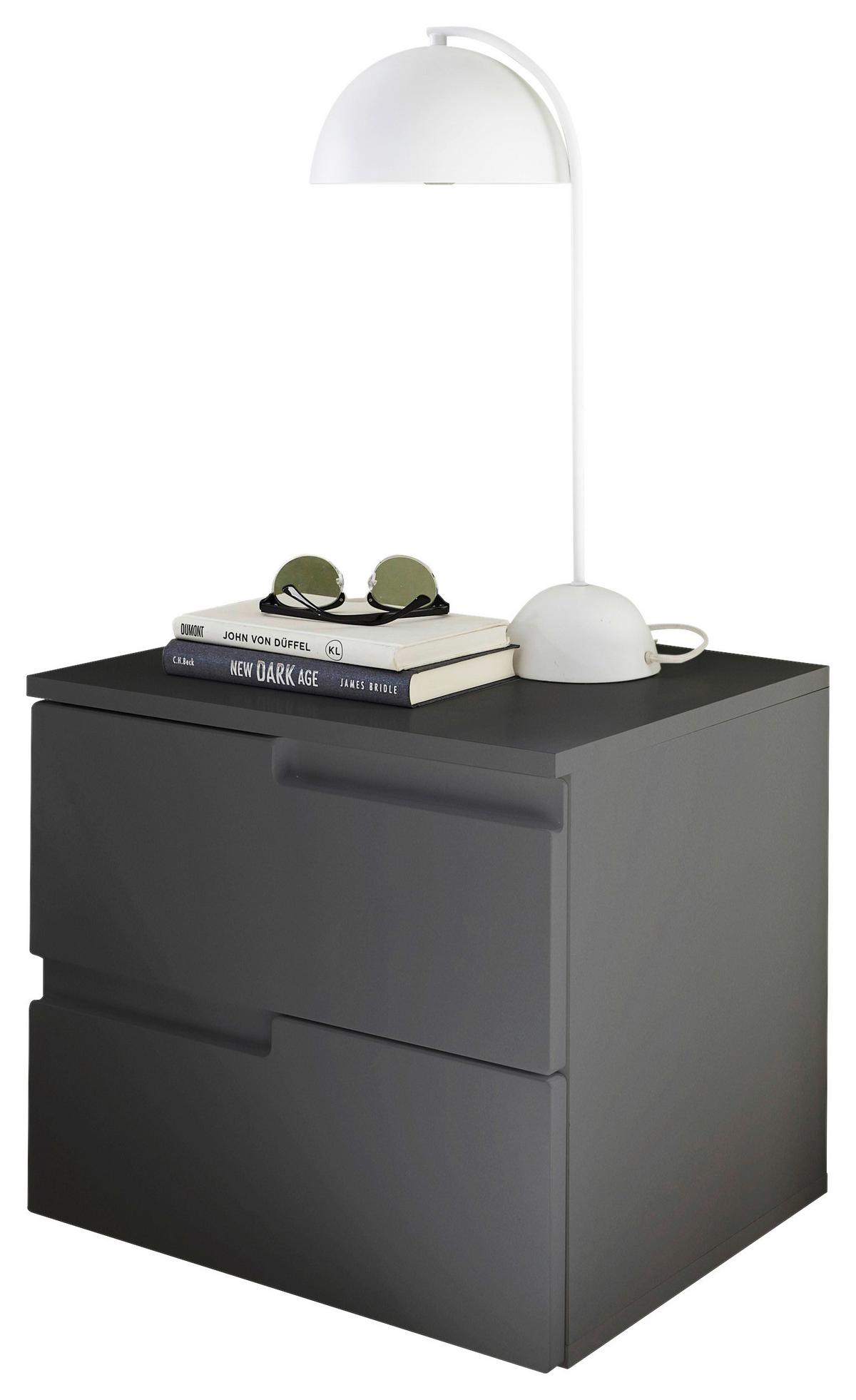 Nachtkästchen Graphitfarben H: 41,7 cm Spice 2 - Schwarz/Graphitfarben, MODERN, Holzwerkstoff (46,2/41,7/40cm)