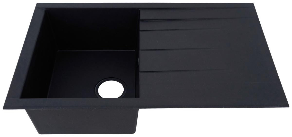 Spüle Respekta Houston Kunststein Bxt: 80x50 Cm - Schwarz, Trend, Glas/Kunststoff (80/21/50cm) - Respekta