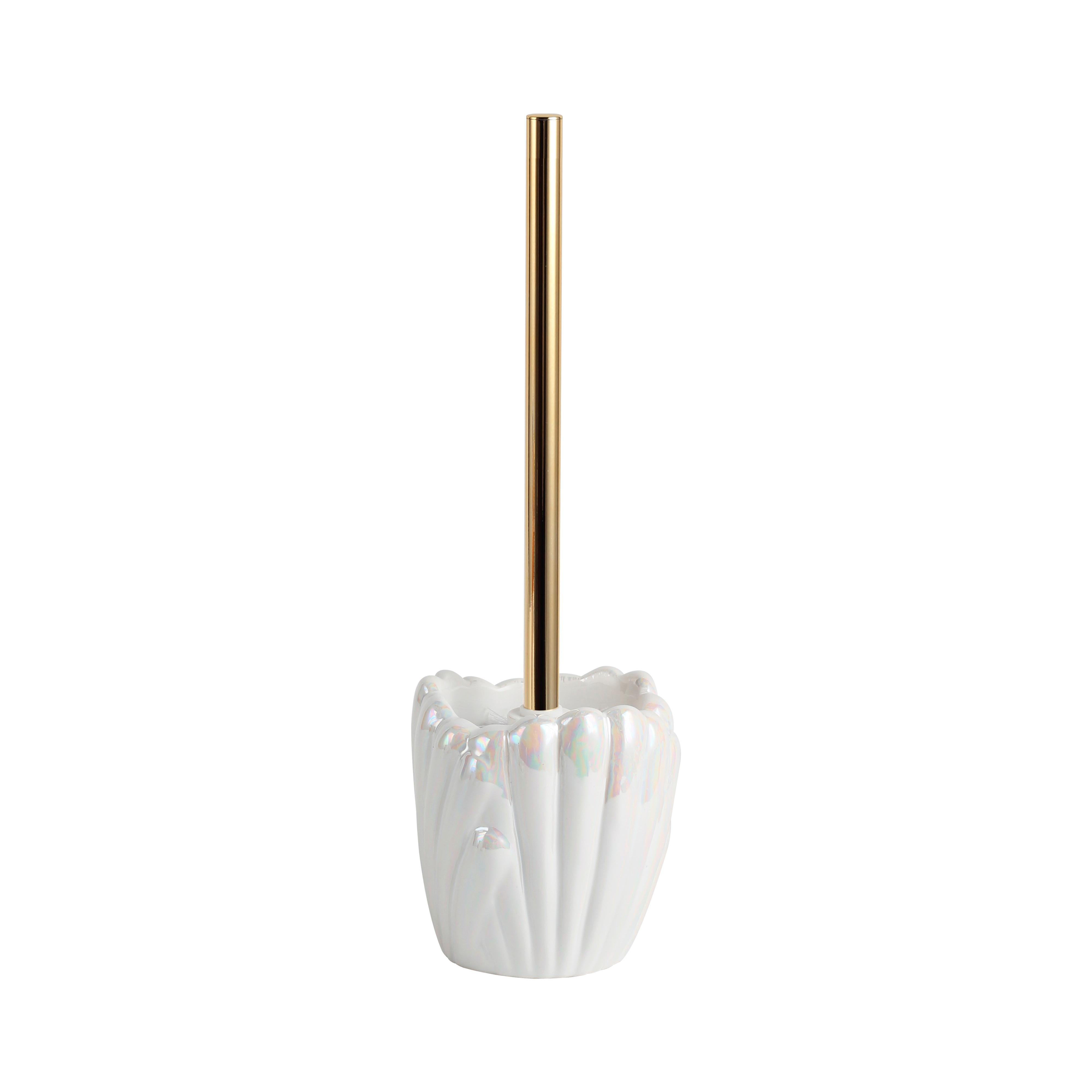 WC sada -štětka a držák ARIELLE - bílá/barvy zlata, Moderní, kov/plast (11,2/32,5cm) - Mömax