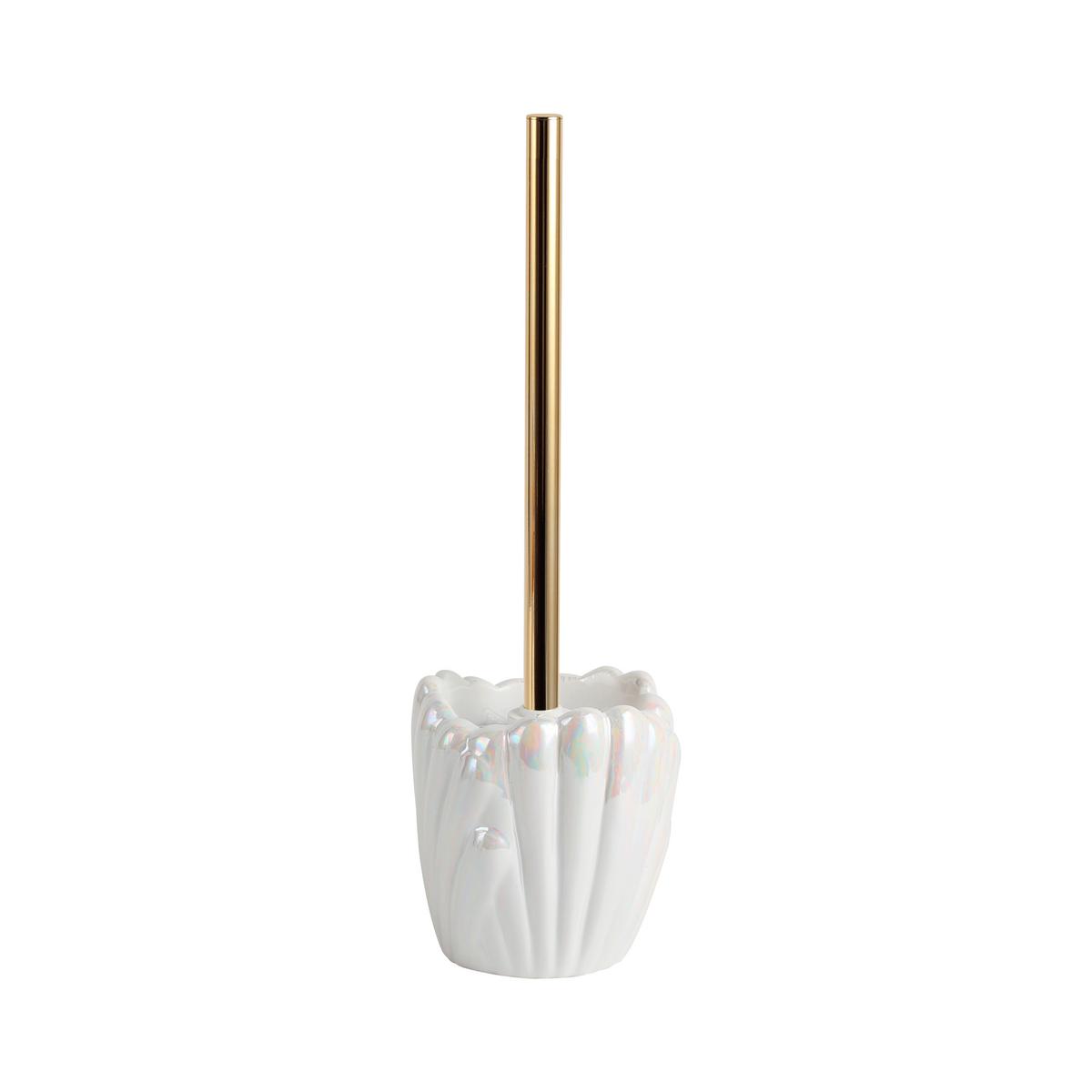 WC sada -štětka a držák ARIELLE - bílá/barvy zlata, Moderní, kov/plast (11,2/32,5cm) - Mömax