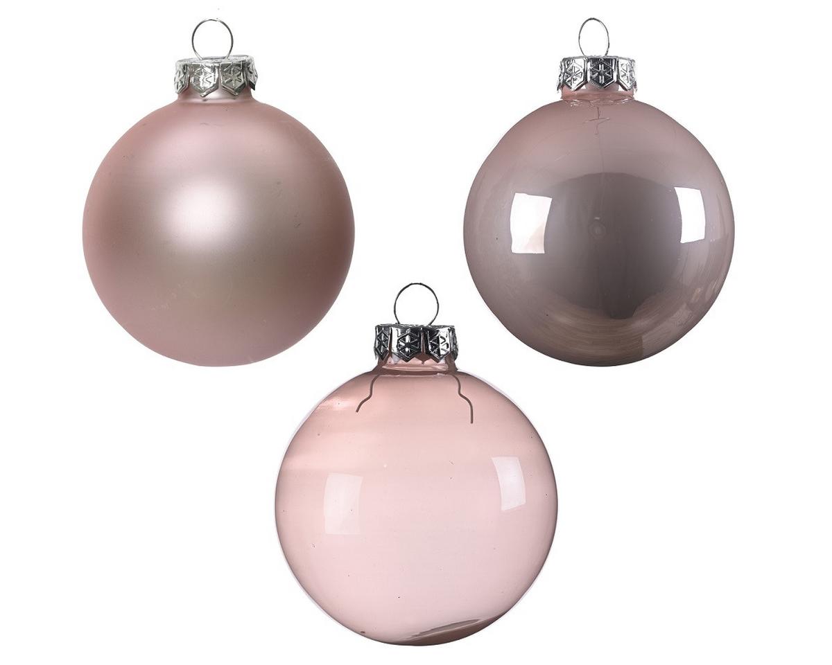 Sada vianočných gulí 21 ks - ružová, Basics, sklo (7cm)