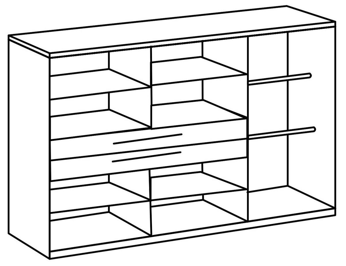 Šatníková skriňa LUMIO, šírka 270 cm - kašmírová/dub artisan, Konventionell, kompozitné drevo/sklo (270/208/65cm) - Modern Living