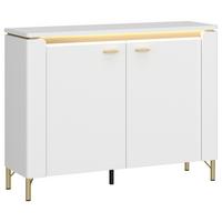 Sideboard Lazio Weiß B: 110,4 Cm - Weiß Hochglanz/Goldfarben, Trend, Holzwerkstoff (110,4/87,3/40cm)