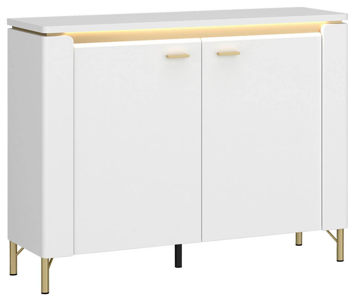 Sideboard Lazio Weiß B: 110,4 Cm - Weiß Hochglanz/Goldfarben, Trend, Holzwerkstoff (110,4/87,3/40cm)