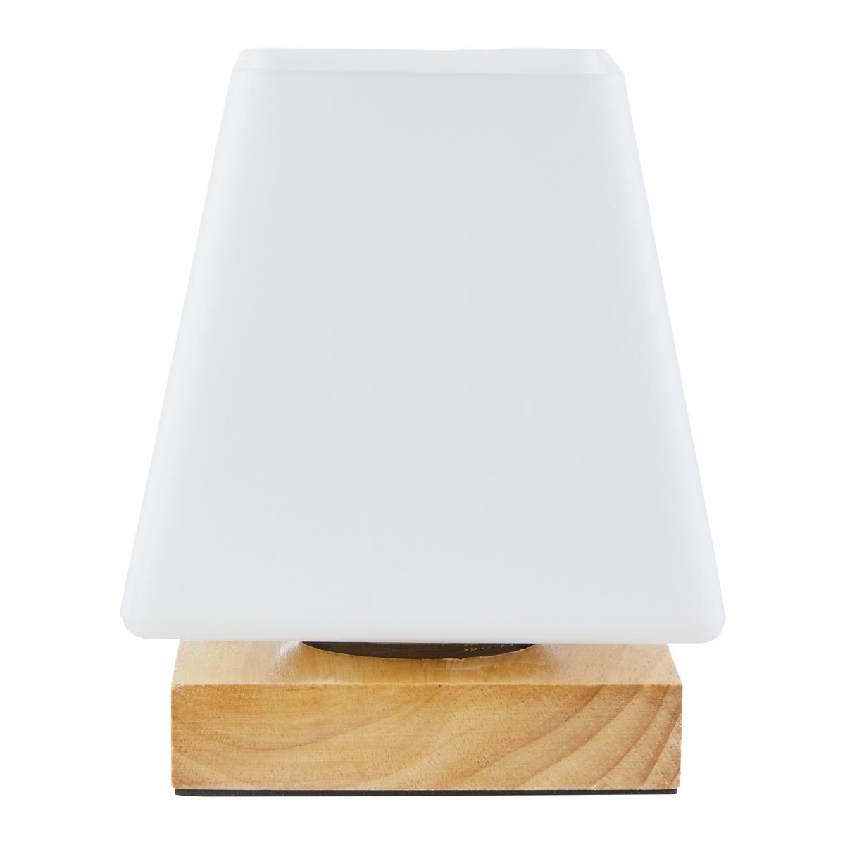 Stolní lampa Holly 14/17,3cm, 60 Watt - přírodní barvy, Moderní, dřevo/sklo (14/14/17,3cm) - Mömax