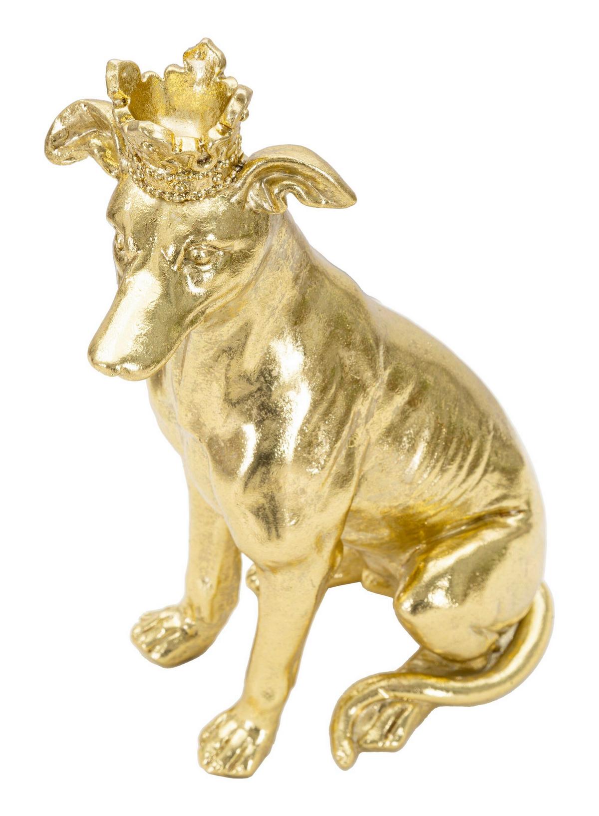 Skulptur Dog Gold Goldfarben, B: 20 cm - Goldfarben, Basics, Kunststoff (20/33/12.5cm)