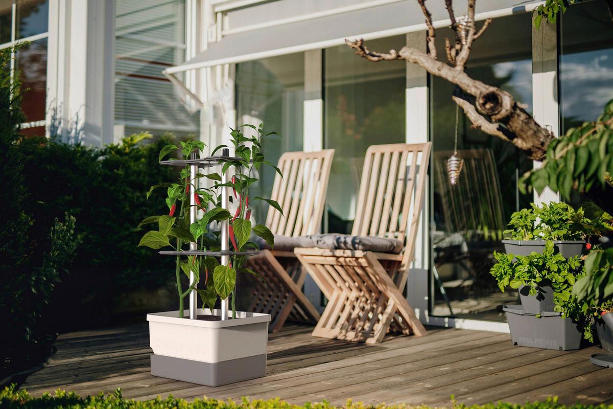 Pflanztopf grau/Hellgrau - Hellgrau/Grau, Basics, Kunststoff (34,5/69/27,5cm) - Gusta Garden