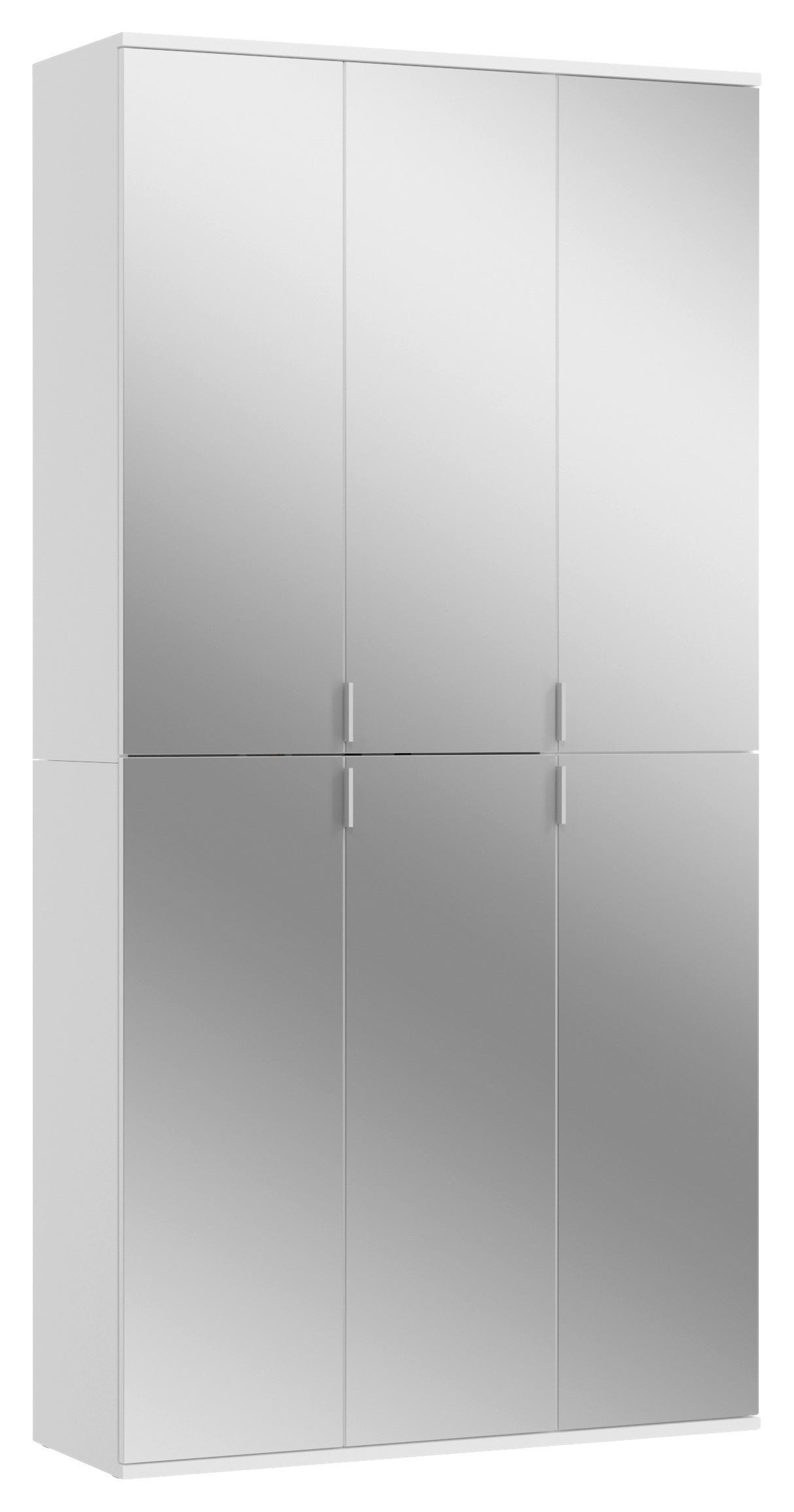 Drehtürenschrank mit Spiegel 91 cm Projekt, Weiß - Weiß, MODERN, Glas/Holzwerkstoff (91/193/34cm) - MID.YOU