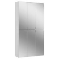 Drehtürenschrank mit Spiegel 91 cm Projekt, Weiß - Weiß, MODERN, Glas/Holzwerkstoff (91/193/34cm) - MID.YOU