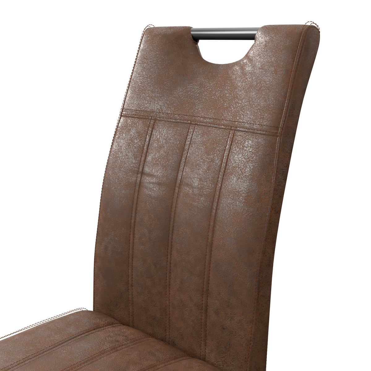 Schwingstuhl Betty Lederlook braun, B: 43 cm - Schwarz/Braun, KONVENTIONELL, Textil/Metall (43/99/60cm)