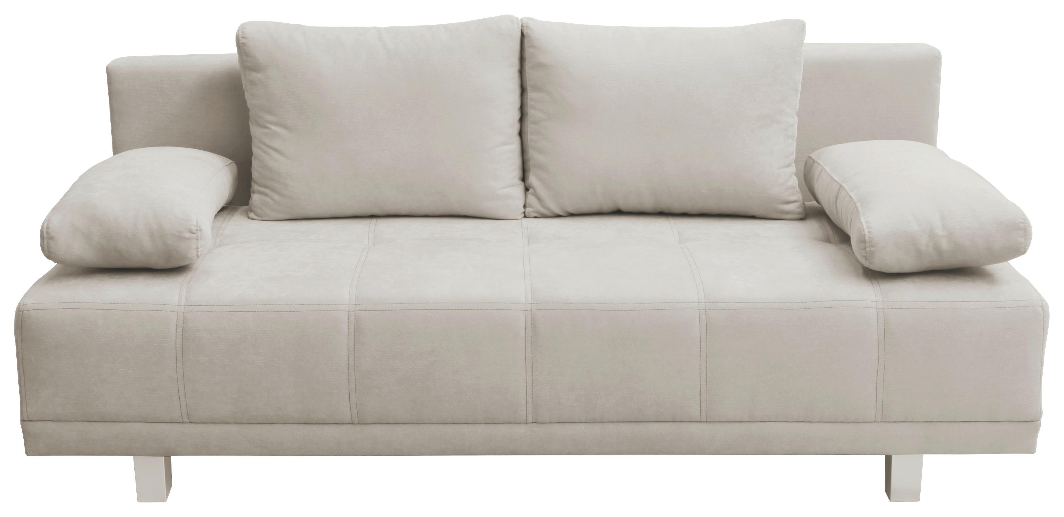 2-Sitzer-Sofa mit Schlaffunktion Laser Beige - Chromfarben/Beige, Design, Textil (194/77/89cm) - MID.YOU