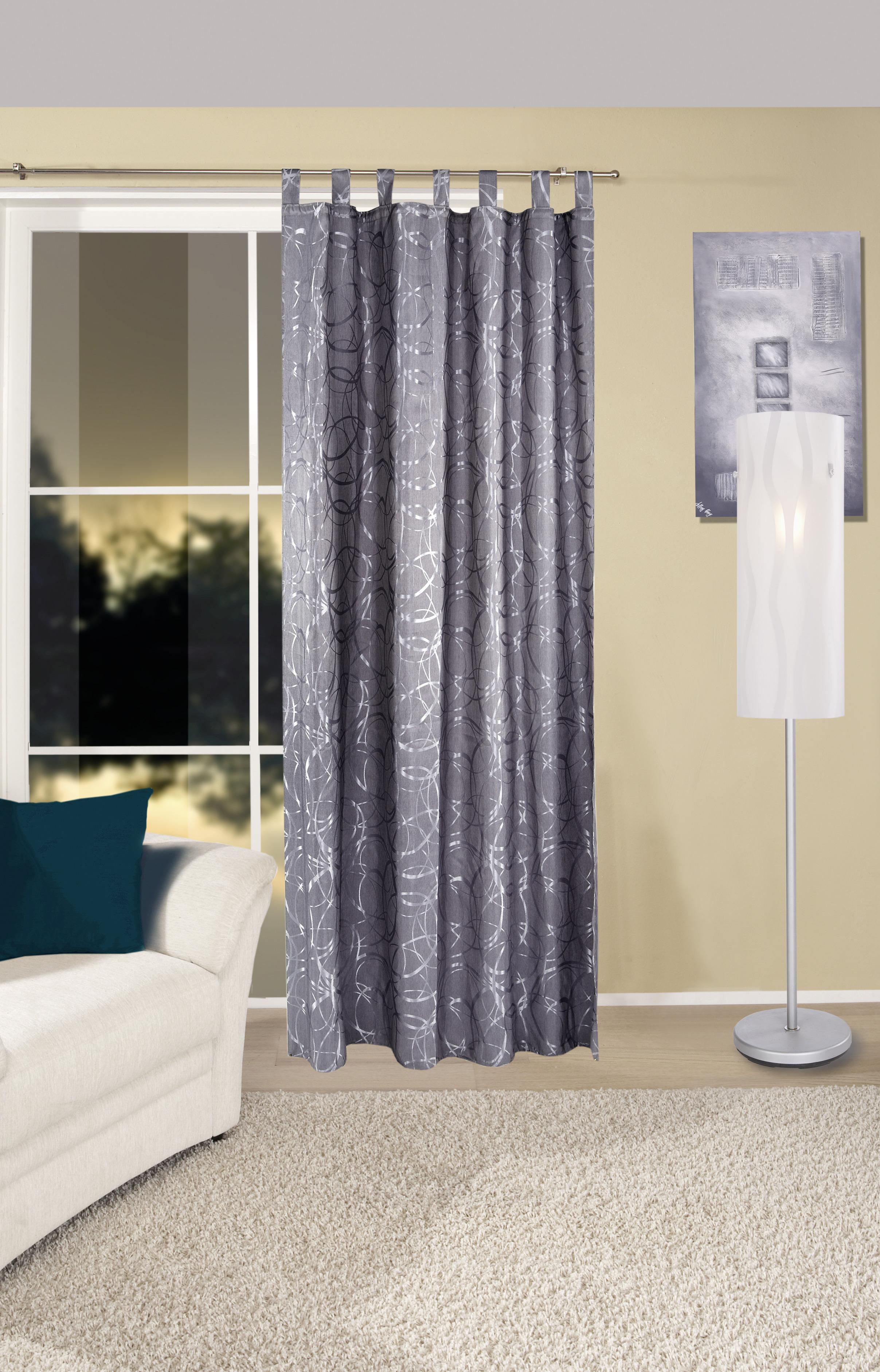 Vorhang Mit Schlaufen Und Band Linda 140x255 Cm Silber - Silberfarben, KONVENTIONELL, Textil (140/255cm) - Ondega