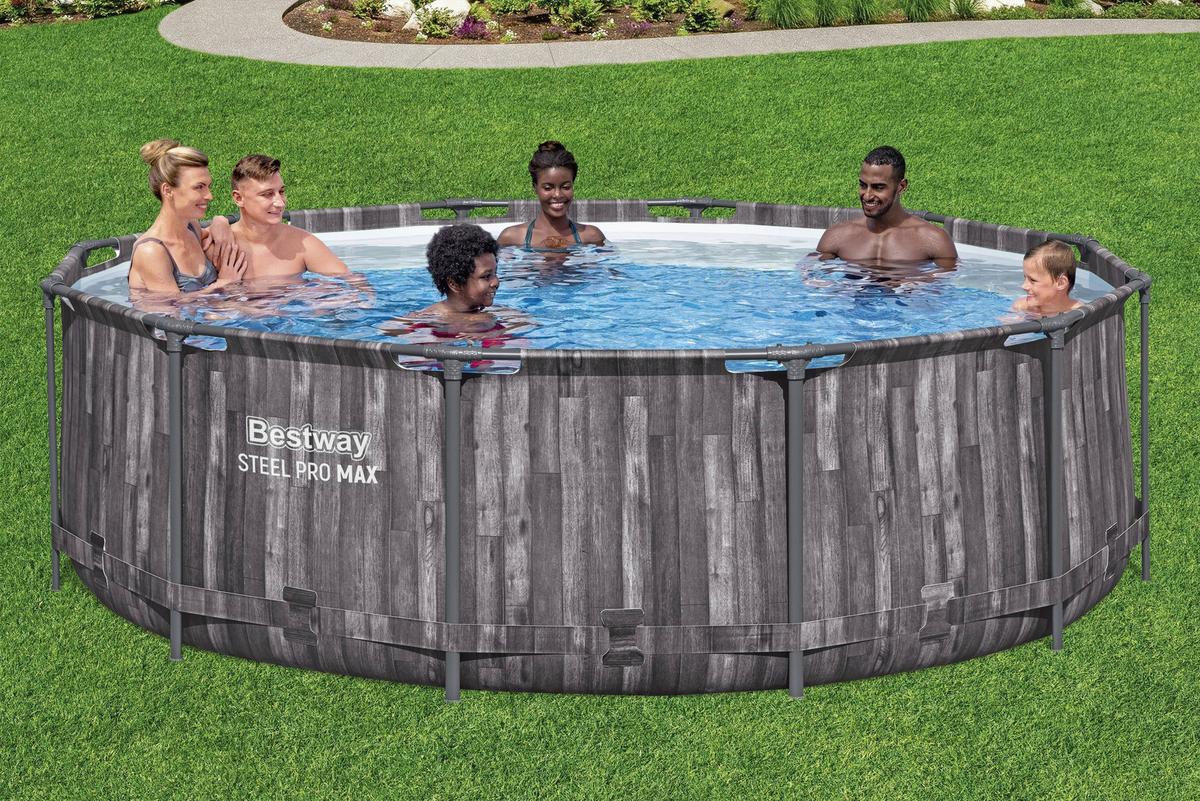 Pool Gustav - Blau/Dunkelgrau, KONVENTIONELL, Kunststoff/Metall (366/100cm) - Bestway