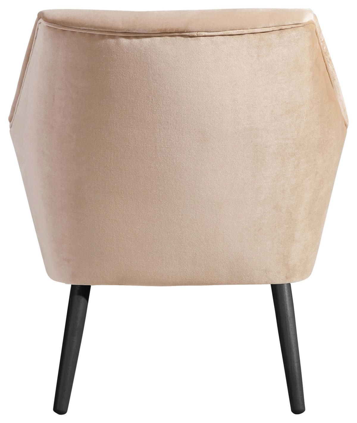 Polstersessel Mit Armlehnen Alegro Samt Sandfarben - Sandfarben/Schwarz, Design, Textil (67/81/71cm) - Max Winzer