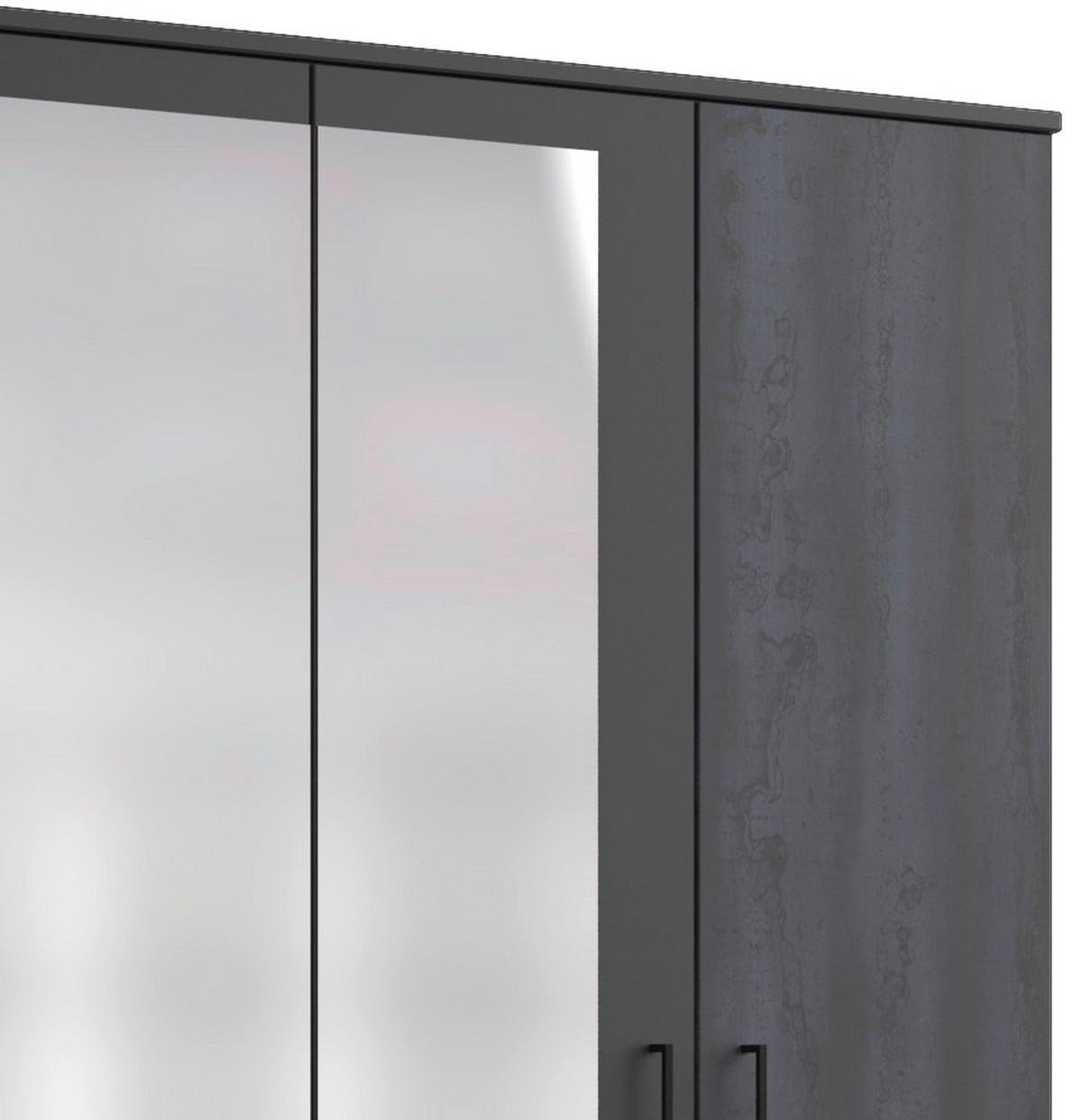 Drehtürenschrank Mit Spiegel B: 225 Cm Kopenhagen, Dunkelgrau - Dunkelgrau/Silberfarben, Basics, Holzwerkstoff (225/208/58cm) - MID.YOU