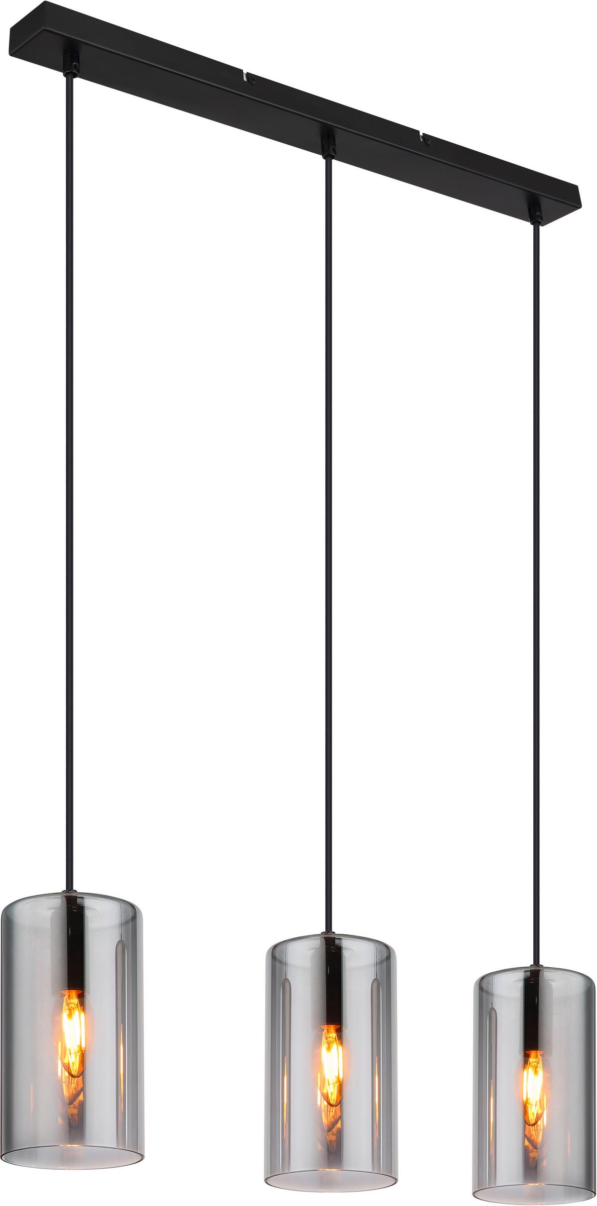 Hängeleuchte 21002-3h - Schwarz, Basics, Glas/Metall (63/11/120cm) - Globo