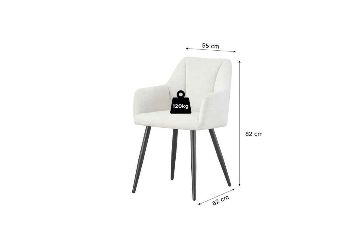 Stuhl-set Bella Creme B: 55 Cm - Creme/Schwarz, MODERN, Textil/Metall (55/82/62cm) - MID.YOU