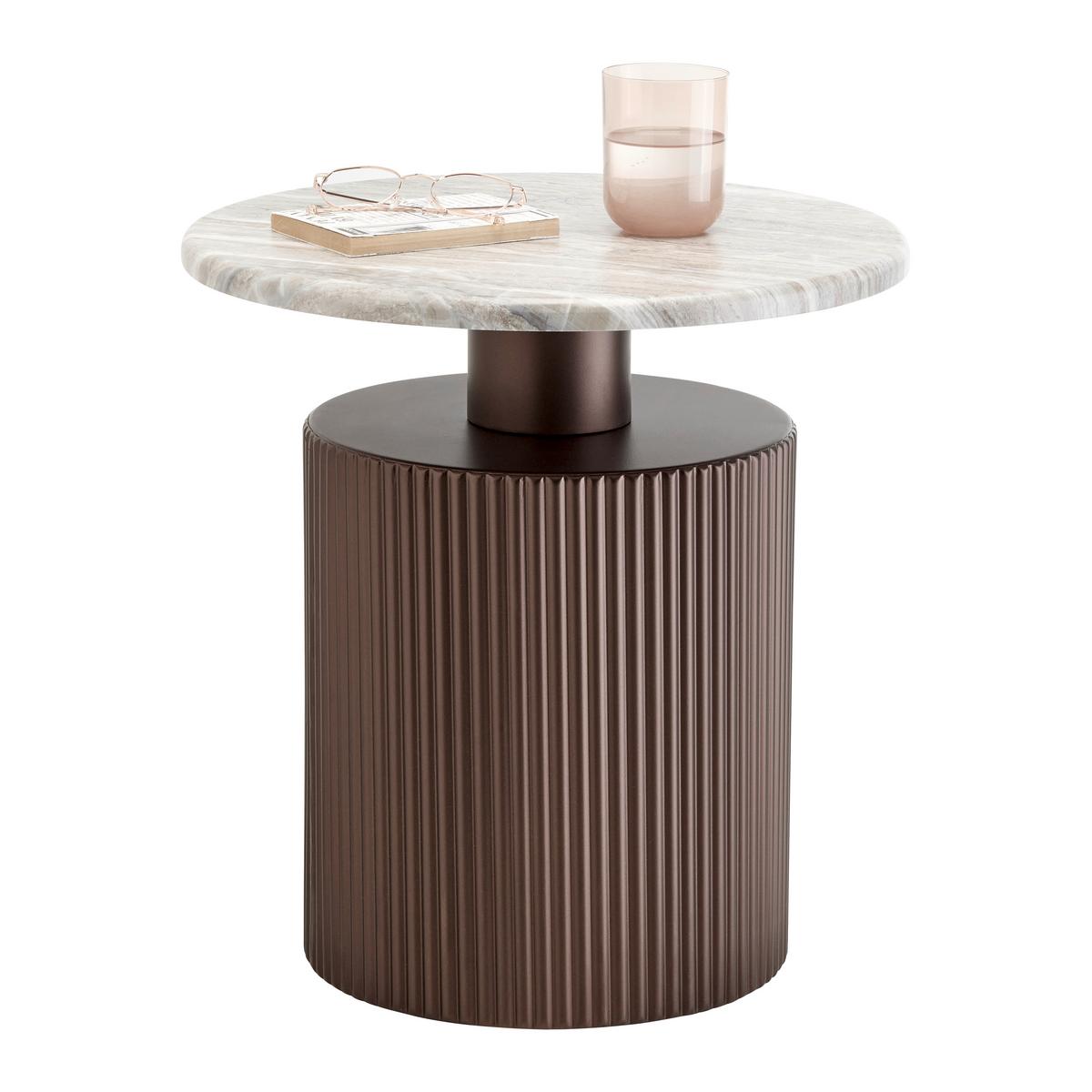 KONFERENČNÝ STOLÍK SOLCO -TREND- - bronzová/prírodná farba, Lifestyle, kov/kompozitné drevo (44/46cm) - Premium Living