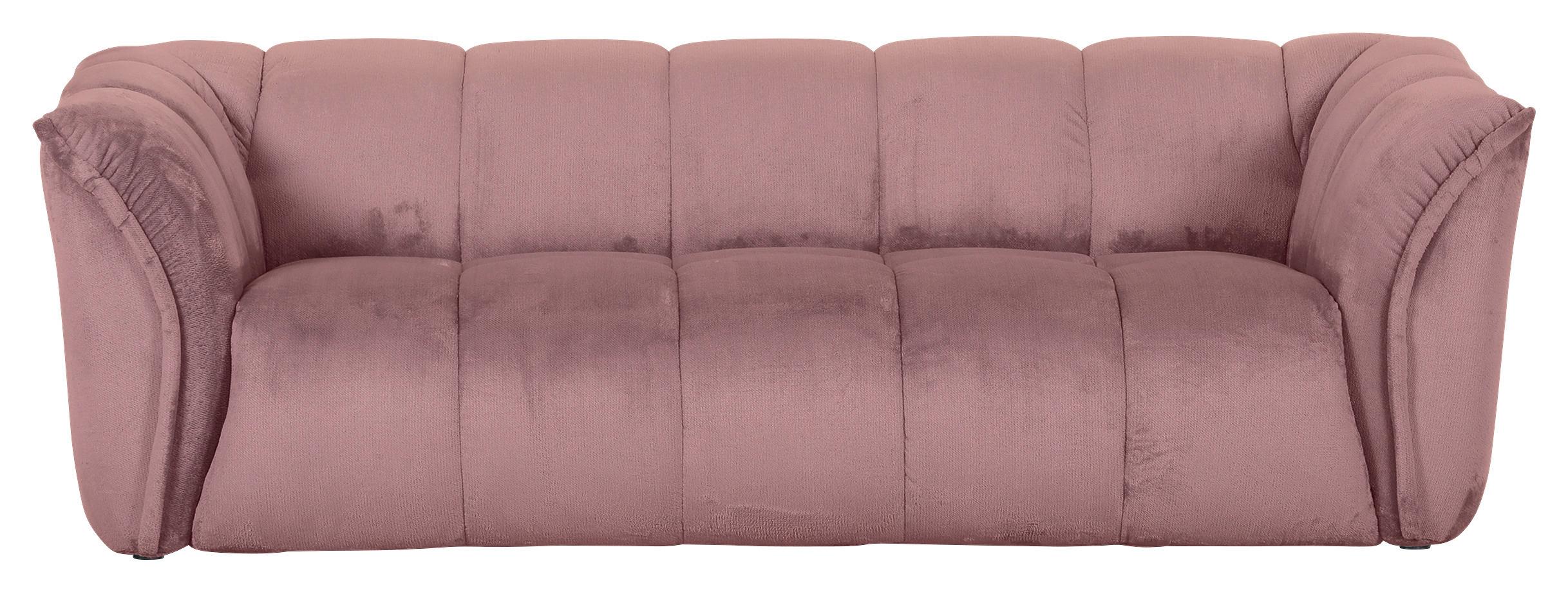 Bigsofa Sabea B: 220 cm Rosa Plüsch - Schwarz/Rosa, KONVENTIONELL, Textil (220/67/106cm) - MID.YOU