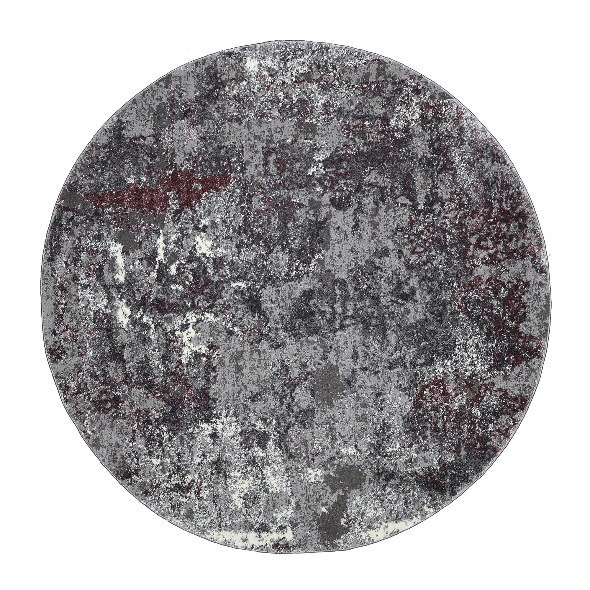 Webteppich Aubergine/Beige Timeline Quantum Rund Ø 160 cm - Beige/Aubergine, Design, Textil (160cm) - Novel