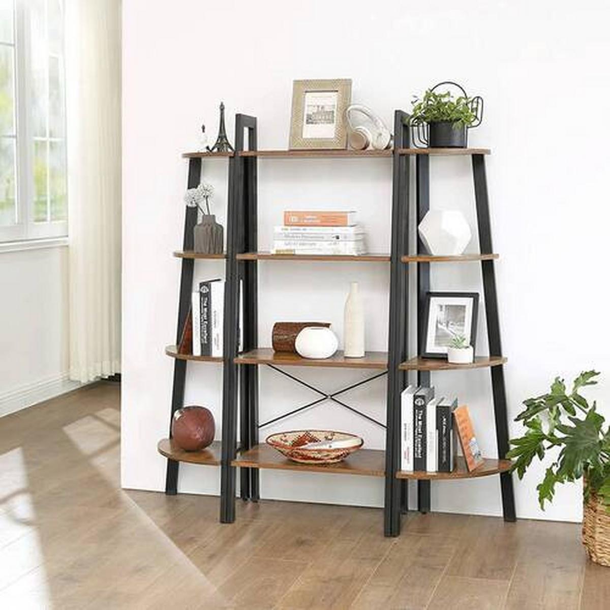 Regál IRON - černá/hnědá, Basics, kompozitní dřevo (33,9/124,5/33,9cm) - Boxxx