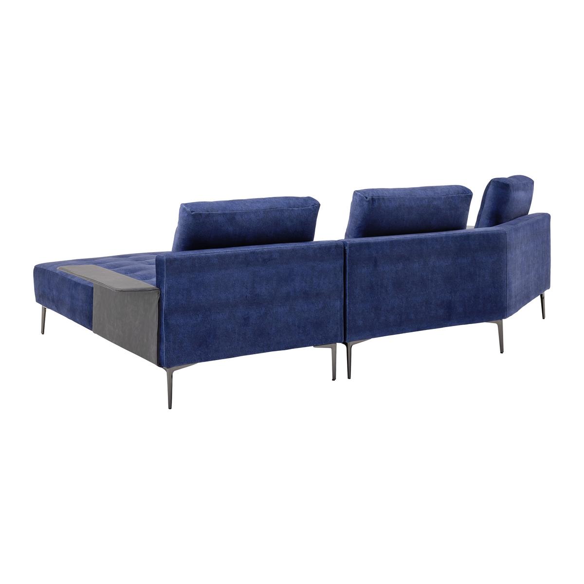 Sedací souprava DONNA - šedá/modrá, Moderní, kov/dřevo (345/68/176cm) - Bessagi Home